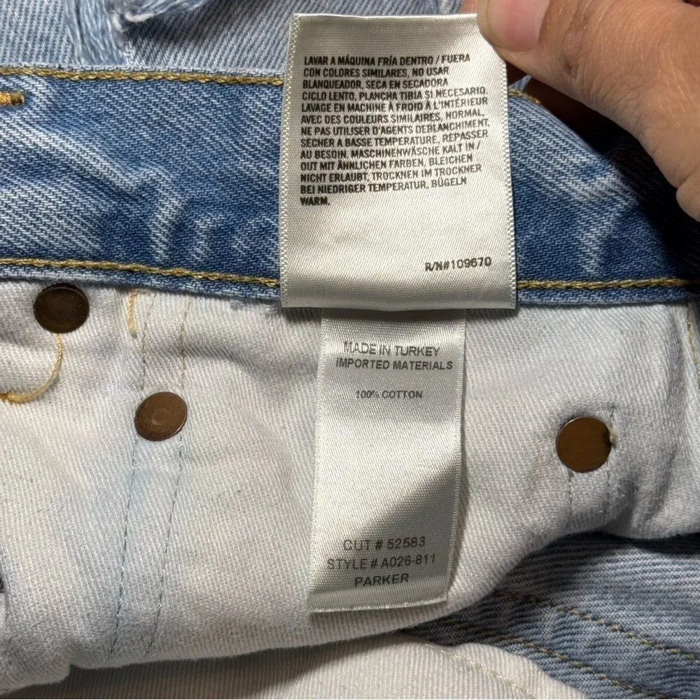 AGOLDE Parker Cut Off Jean Shorts Distressed High-Waisted size 28 Light Wash